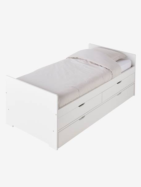 Cama extensível com gavetas de arrumação branco 