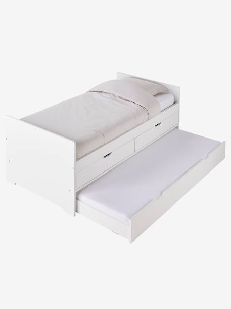 Cama extensível com gavetas de arrumação branco 