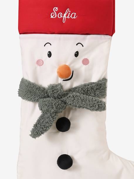 Meia de Natal, boneco de neve personalizável branco 