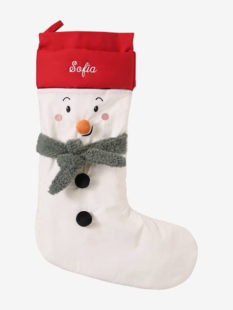 Meia de Natal, boneco de neve personalizável branco 