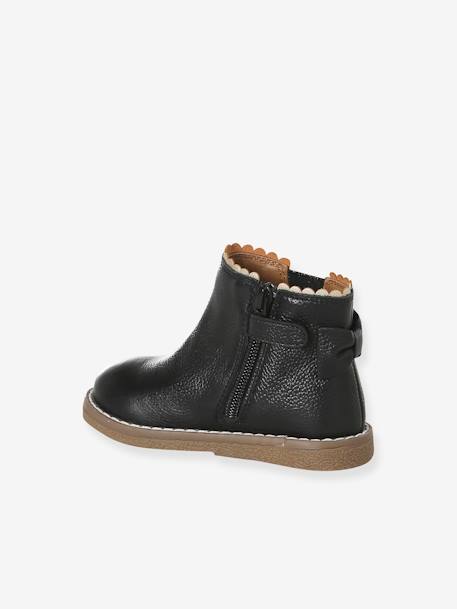 Botas em pele, com elástico, para bebé menina CASTANHO CLARO LISO+marinho+preto 