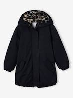 Parka com capuz, forro em imitação pelo, para menina caqui+pau-rosa+preto+verde 