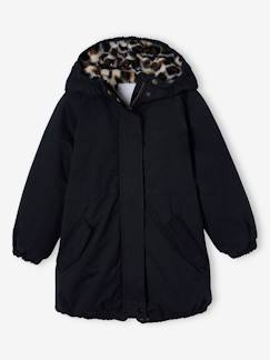 Menina 2-14 anos-Casacos, blusões-Parkas, sobretudos-Parka com capuz, forro em imitação pelo, para menina