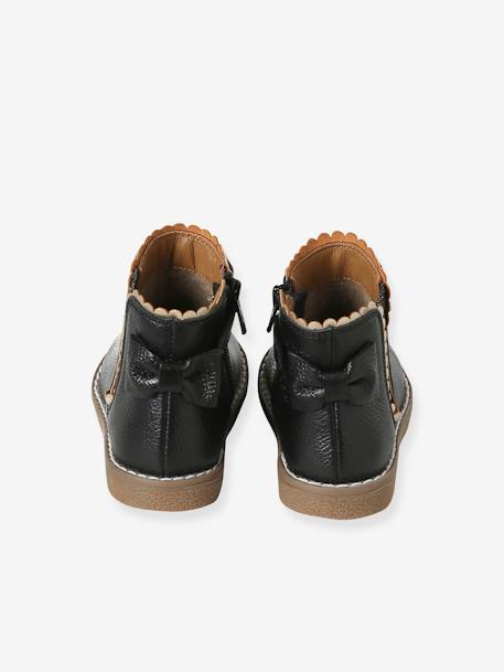 Botas em pele, com elástico, para bebé menina CASTANHO CLARO LISO+marinho+preto 