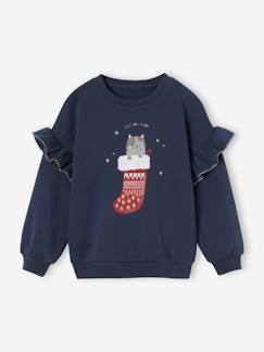 Menina 2-14 anos-Camisolas, casacos de malha, sweats-Sweatshirts -Sweat com folhos, gato fantasia, para menina