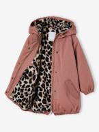 Parka com capuz, forro em imitação pelo, para menina caqui+pau-rosa+preto+verde 