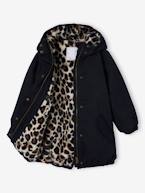 Parka com capuz, forro em imitação pelo, para menina caqui+pau-rosa+preto+verde 