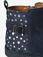 Botas em pele estampada às estrelas, para menina camelo+marinho 