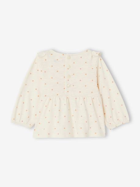 Camisola às bolas e folhos, para bebé menina cru 