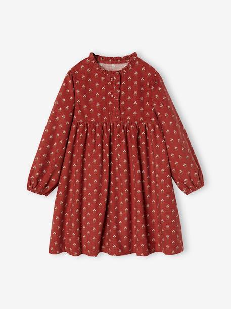 Vestido em bombazina estampada, para menina tomate 