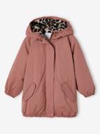 Parka com capuz, forro em imitação pelo, para menina caqui+pau-rosa+preto+rosa-velho+verde 