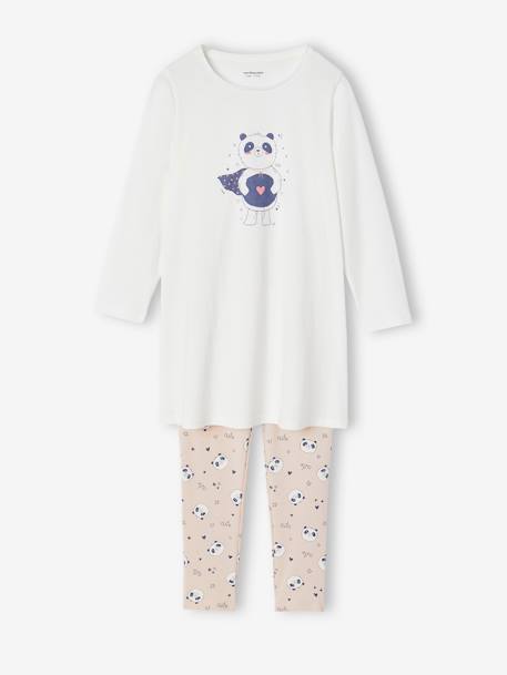 Lote de 2 camisas de dormir Panda + leggings para menina rosa-pálido 