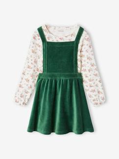 Menina 2-14 anos-Vestidos-Conjunto vestido em bombazina e camisola, para menina