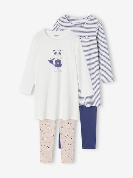 Lote de 2 camisas de dormir Panda + leggings para menina rosa-pálido 