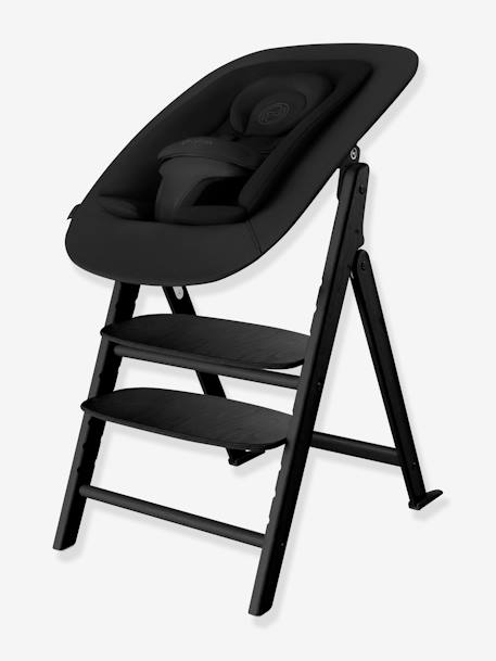 Cadeira alta, Click & Fold da CYBEX azul+branco+madeira+preto 