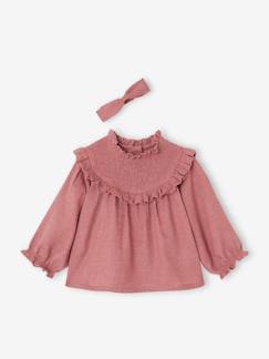 Bebé 0-36 meses-Blusa aos favos e fita a condizer