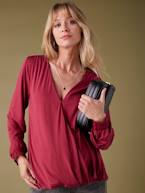 Camisola pré-mamã, efeito blusa cruzada à frente, ENVIE DE FRAISE bordeaux 