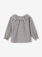 Blusa vichy com golinha para bebé menina quadrados pretos 