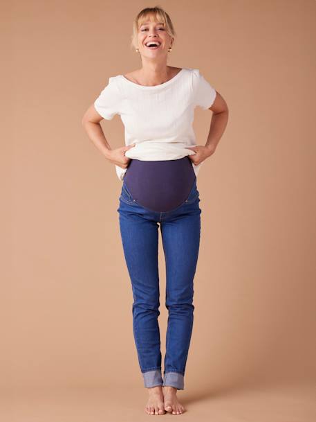 Treggings pré-mamã em ganga, ENVIE DE FRAISE azul-escuro+ganga black 