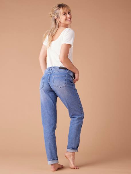 Jeans Mom pré-mamã, com faixa amovível, ENVIE DE FRAISE azul-escuro+stone 