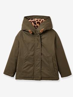 Menina 2-14 anos-Casacos, blusões-Parkas, sobretudos-Parka com forro em leopardo, para menina, da CYRILLUS