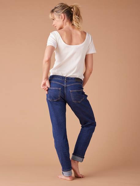 Jeans Mom pré-mamã, com faixa amovível, ENVIE DE FRAISE azul-escuro+stone 