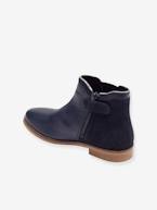 Botas em pele, com fecho e elástico, para menina camelo+marinho+preto 