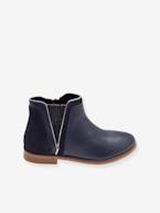 Botas em pele, com fecho e elástico, para menina camelo+marinho+preto 