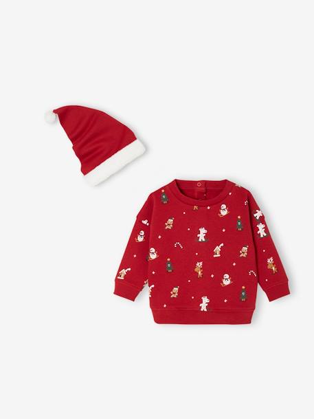 Conjunto de Natal, sweat + gorro, para bebé vermelho 