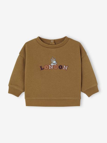 Sweat-shirt London, para bebé menino azeitona 