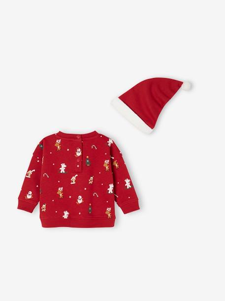 Conjunto de Natal, sweat + gorro, para bebé vermelho 