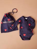 Conjunto Maternidade 'Mon coeur': camisa de dormir para grávida + body de bebé + bolsa ENVIE DE FRAISE marinho 