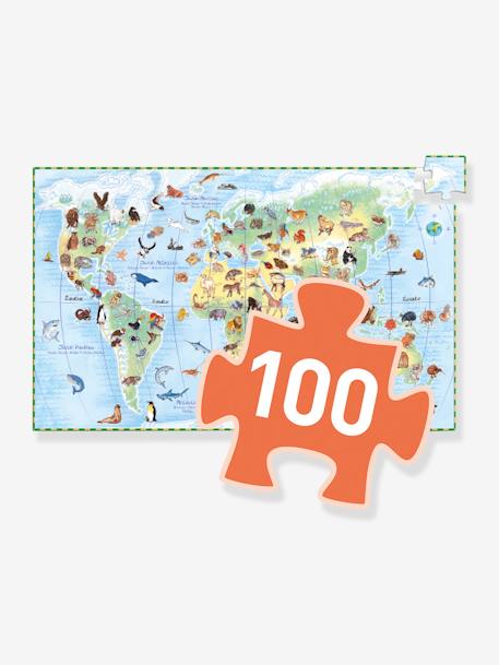 Puzzle de 100 peças Os animais do mundo, da DJECO multicolor 