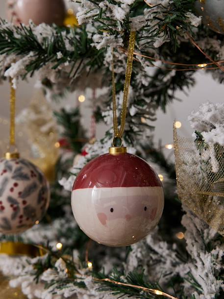 Lote de 6 bolas de Natal tradicionais vermelho estampado 