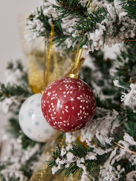 Lote de 6 bolas de Natal tradicionais vermelho estampado 