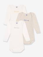 Lote de 3 bodies de mangas compridas, da Petit Bateau bege+branco 