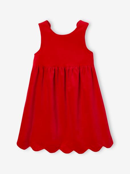 Vestido de cerimónia em veludo, com laço atrás, para menina 6399+verde+VERMELHO ESCURO LISO 