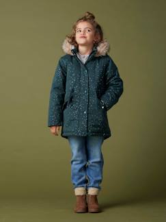 Menina 2-14 anos-Casacos, blusões-Parkas, sobretudos-Parka com purpurinas, forrada em imitação pelo, para menina