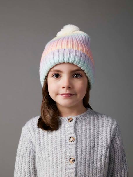 Conjunto gorro e gola snood, arco-íris, para menina 6381 