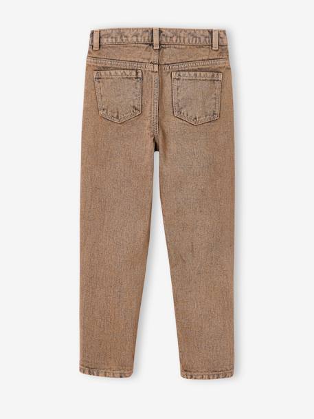 Jeans Mom tingidos, para menina cappuccino 