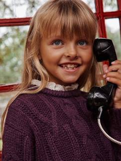 Menina 2-14 anos-Camisolas, casacos de malha, sweats-Camisolas malha-Camisola aos torcidos, gola em bordado inglês