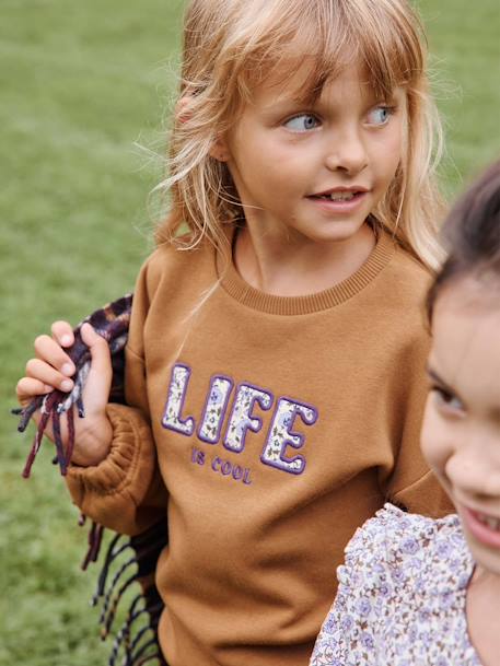 Sweat ' Life is cool', para menina bronze 