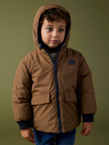 Parka com capuz reversível, para menino bronze 