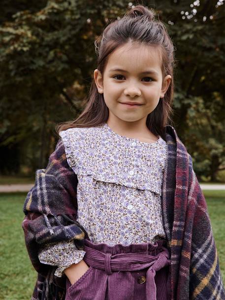 Camisa com folho, para menina cru 