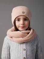 Conjunto gorro e gola snood, para menina rosa-pálido 