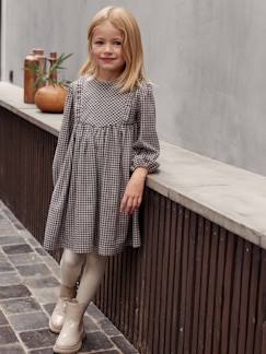 Vestidos-Vestido em vichy, com folhos, para menina