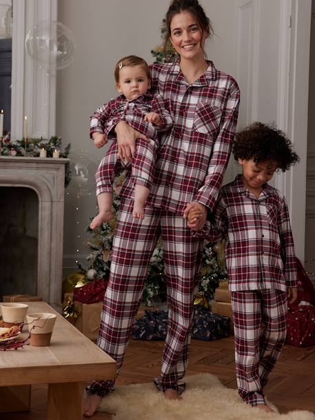 Pijama de Natal aos quadrados, para mulher da Coleção Cápsula Família quadrados vermelho 