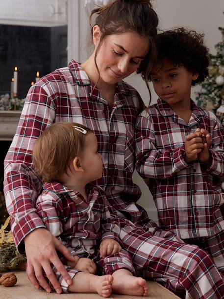 Pijama de Natal aos quadrados, para mulher da Coleção Cápsula Família quadrados vermelho 