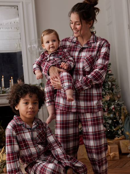 Pijama de Natal aos quadrados, para mulher da Coleção Cápsula Família quadrados vermelho 