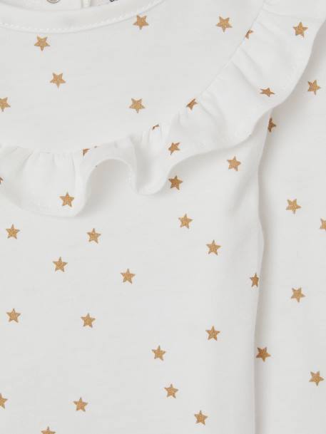 Conjunto de cerimónia, camisola com estrelas + saia brilhante, para bebé menina dourado 